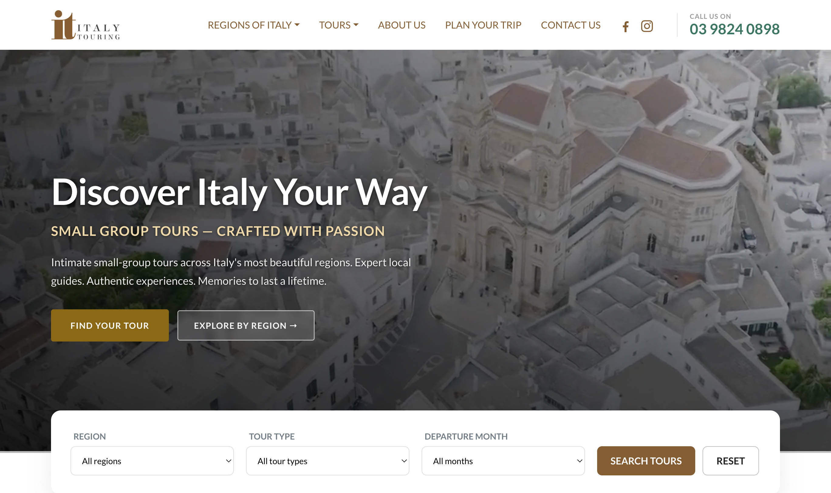 Italy Touring — homepage after rebuild