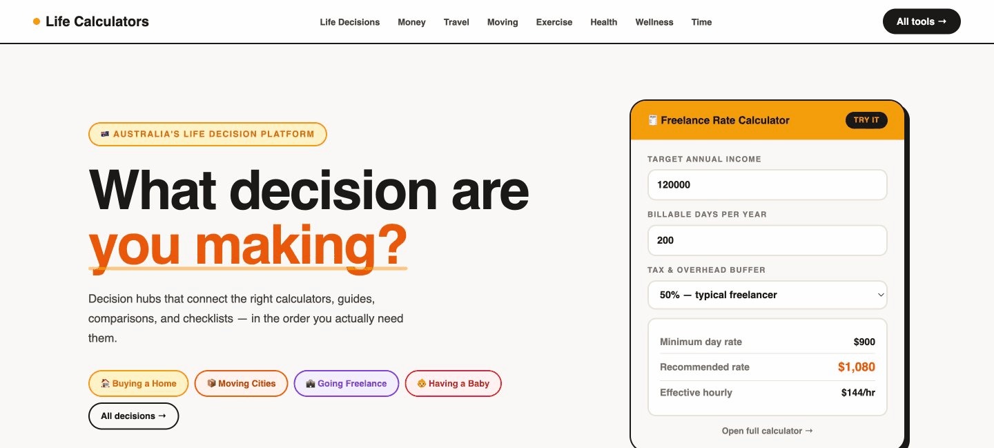 Life Calculators — homepage overview